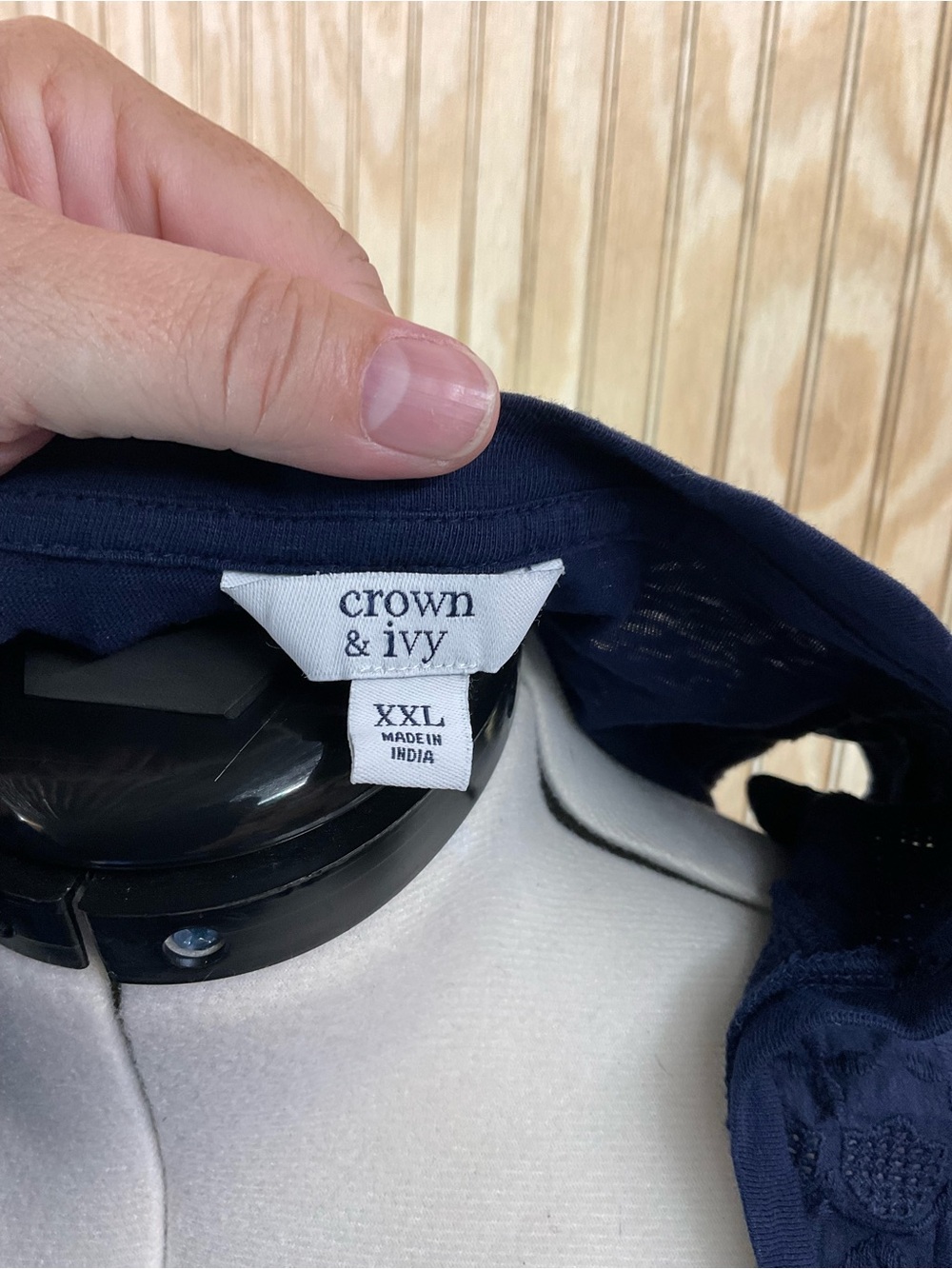 crown & ivy Navy Ruffle Cap Sleeve Tank Top - Picture 5 of 5